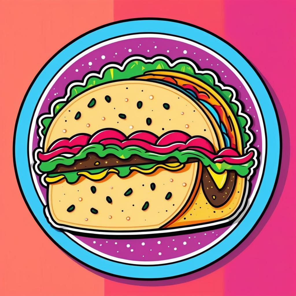 Vibrant Taco Pop Art Sticker Design