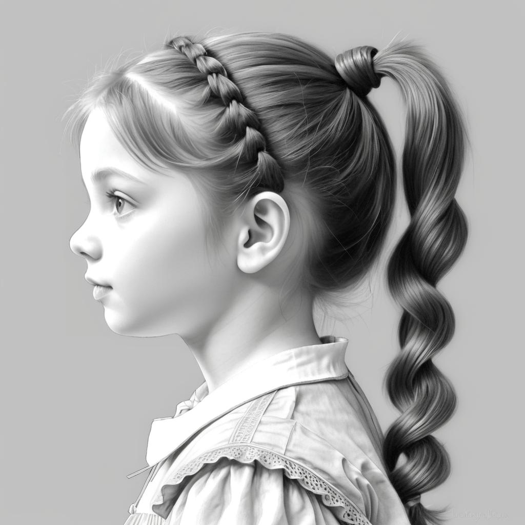 Delicate Pencil Sketch of a Young Girl