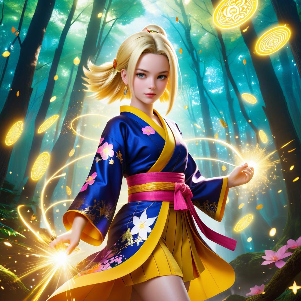 Magical Girl Android 18 in Enchanted Forest