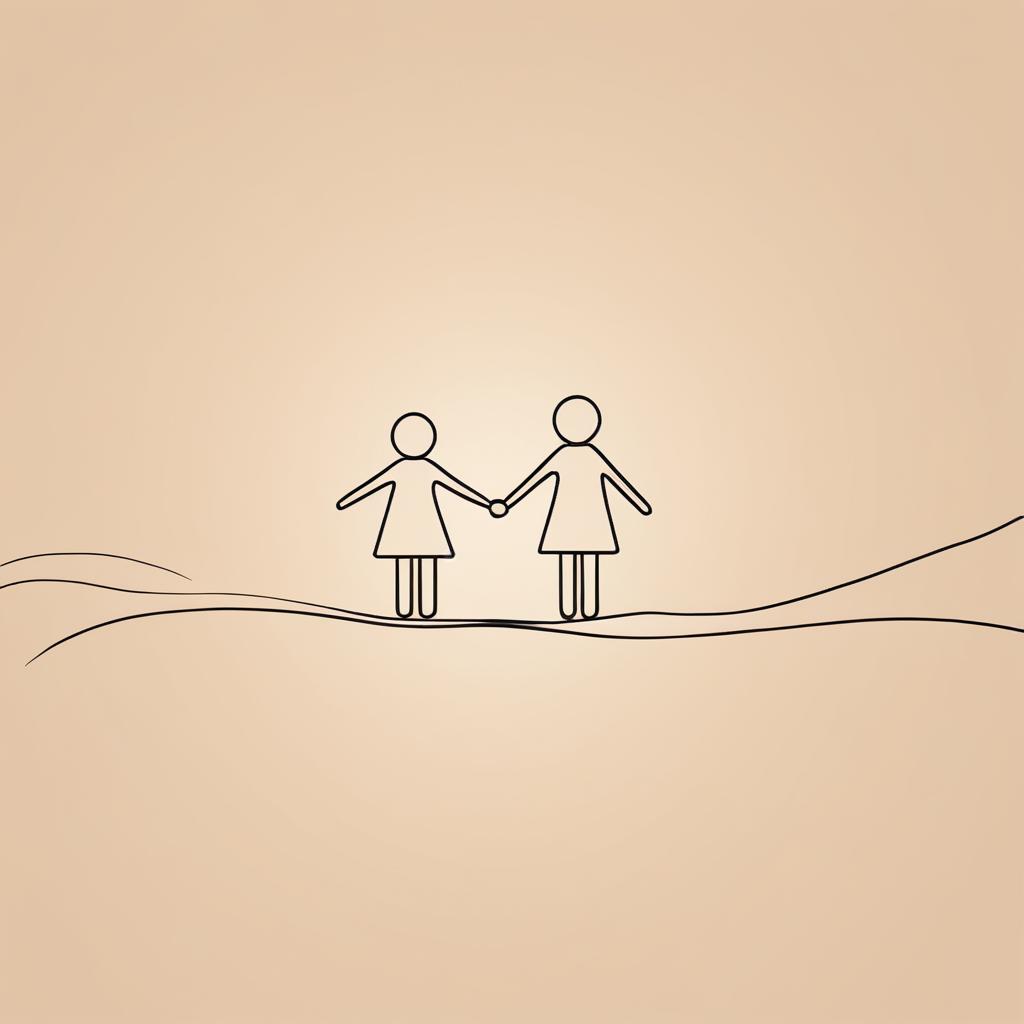 Elegant Minimalist Child-Parent Line Art