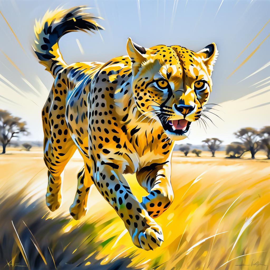 Dynamic Cheetah Sprinting Across Plains