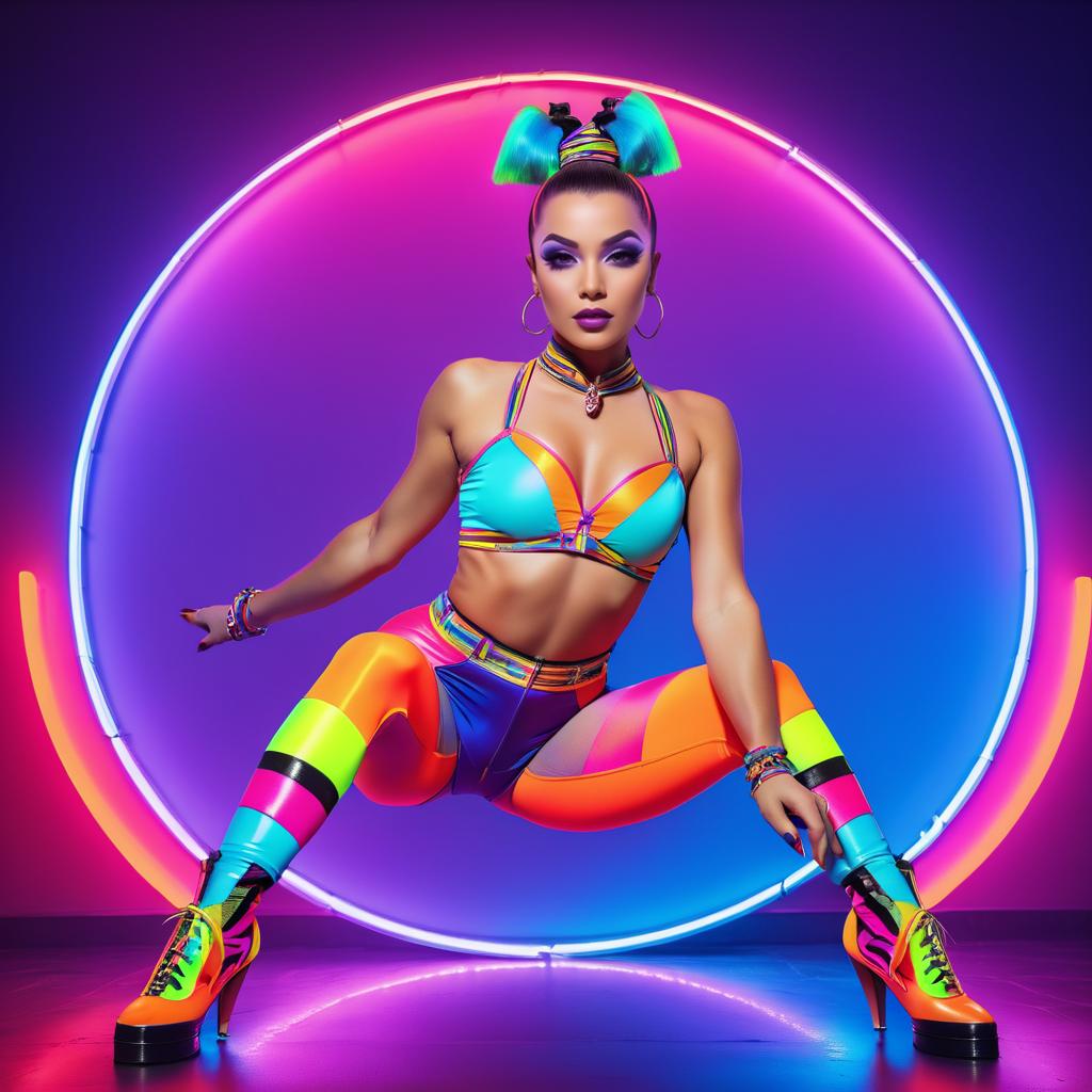 Vibrant Pop Art Acrobat in Spandex