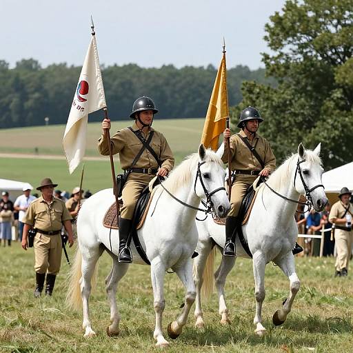 Historic Reenactors Parade on White Horses