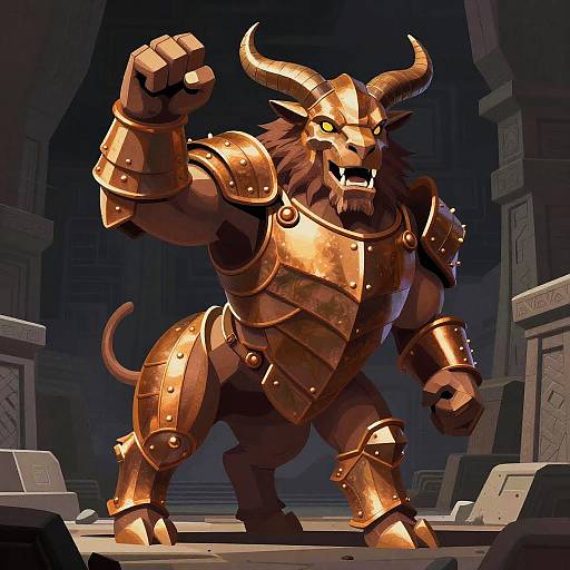 Giant Armored Bronze Minotaur