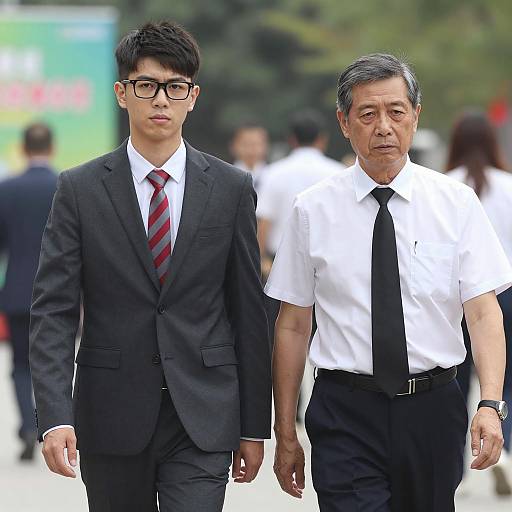 Two Men Strolling in Urban Environment