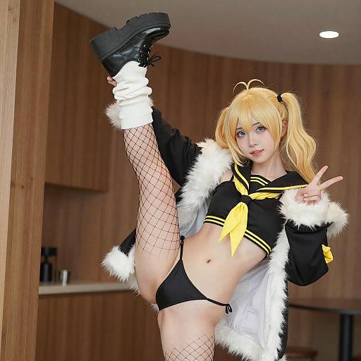 Blonde Cosplayer in Sailor Outfit Pose