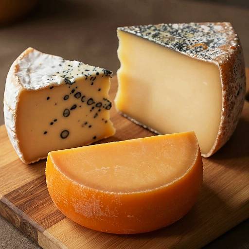 Close-Up of Assorted Cheeses on Board