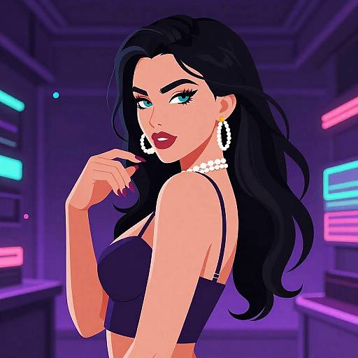 Rococo Synthwave Erotic Woman Illustration