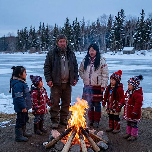 Indigenous Family in Northern Longhouse