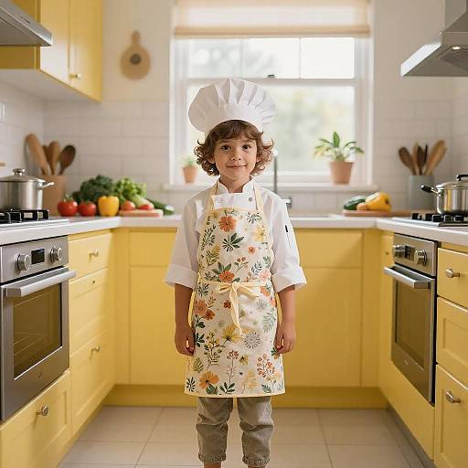 Young Chef in Chic Cozy Kitchen