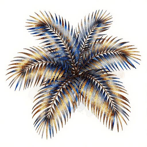 Tropical Palm Frond Line Art