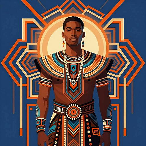 Tribal Man in Art Deco Fusion
