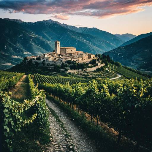 Medieval Italian Village at Sunset