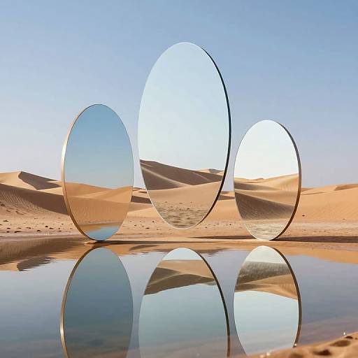 Translucent Floating Mirrors in Desert