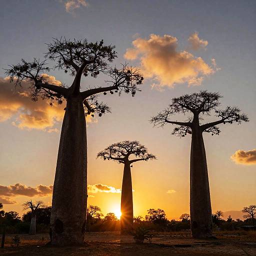 Baobab Trees Sunset in Mauritius