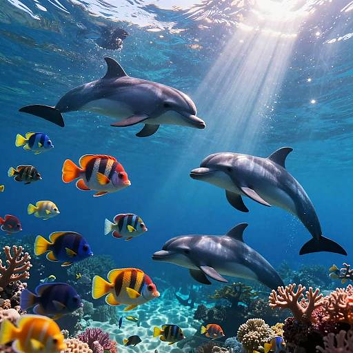 Dreamy Underwater Animal Scene