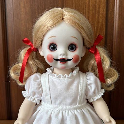 Creepy Porcelain Doll with Pigtails