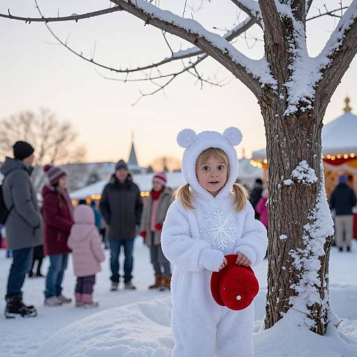 Child in Snowflake Costume at Winter Festival
