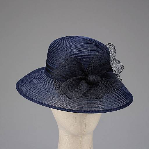 Elegant Navy-Blue Edwardian Tea Hat