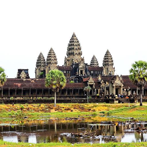 Vibrant Ancient Temple with Reflections