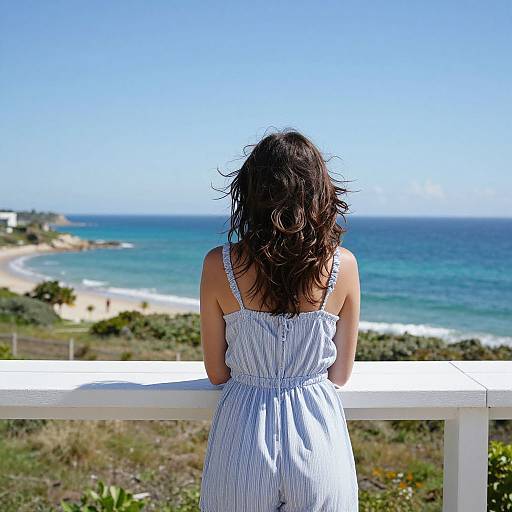 Woman Gazing Over Vibrant Seascape