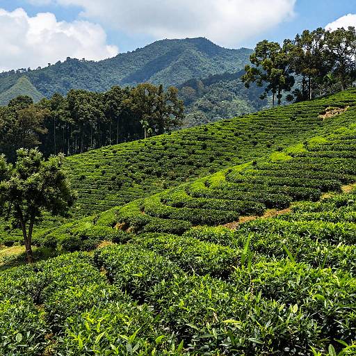 Vibrant Green Tea Plantation Landscape