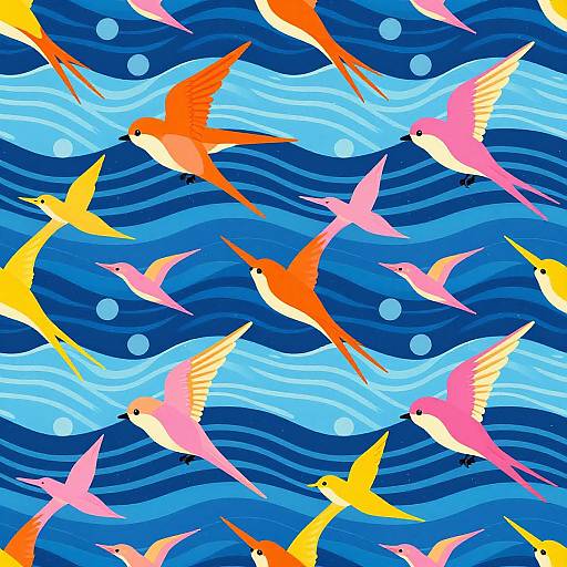 Vibrant Retro Swallow Pattern
