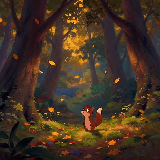 Whimsical Autumn Forest at Dusk