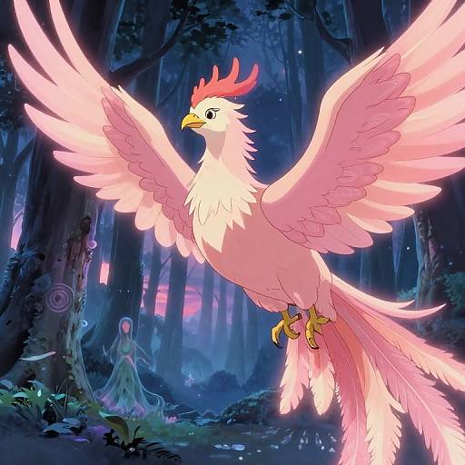 Mystical Phoenix in Enchanted Forest