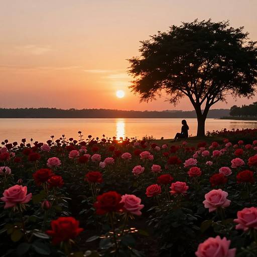 Dreamscape Sunset with Rose Field
