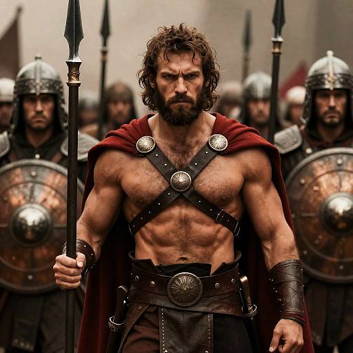 Heroic Warrior in a Dimly Lit Scene