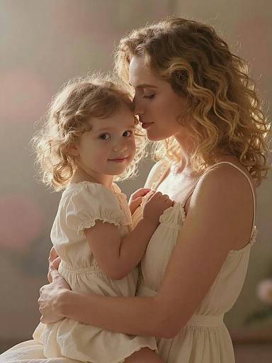 Tender Embrace of Mother and Daughter