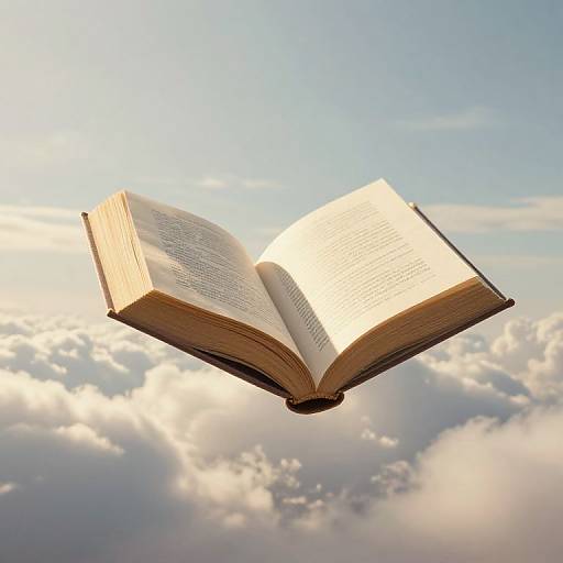 Floating Colossal Book in Golden Clouds