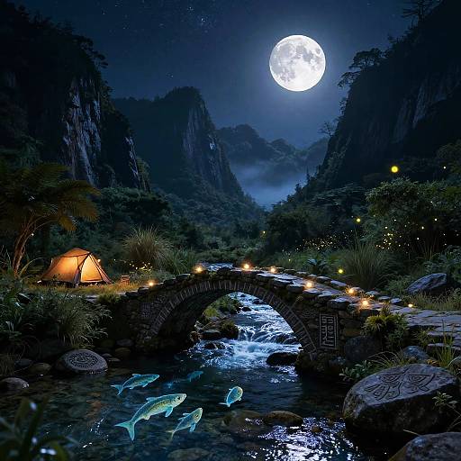 Mythical Nightscape with Faerie Lights