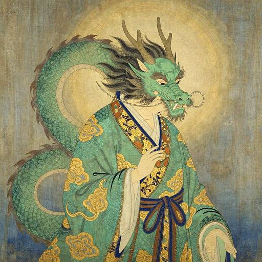 Imperial Celestial Dragon in Hokusai Style