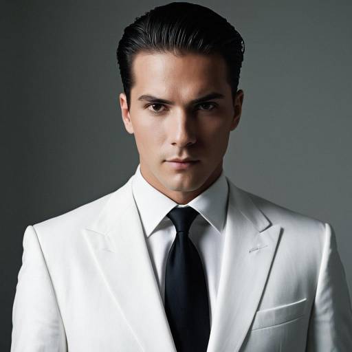 Man in White Suit with Black Tie