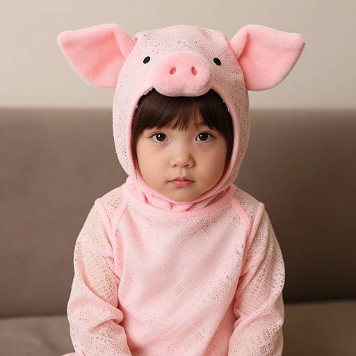 Photorealistic Infant in Lace Pig Kigurumi