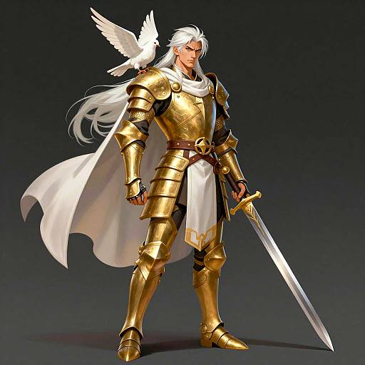 Majestic Warrior with Dove Illustration