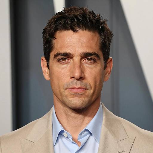 Contemplative Man in Beige Suit Close-Up