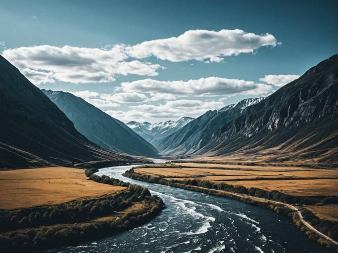 Mountain Valley River Landscape