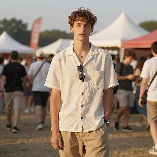 Confident Young Man at Summer Festival