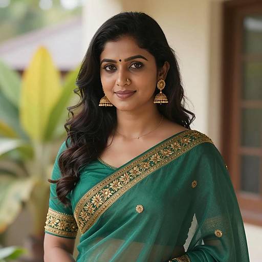 Elegance in Sea Green Saree Portrait