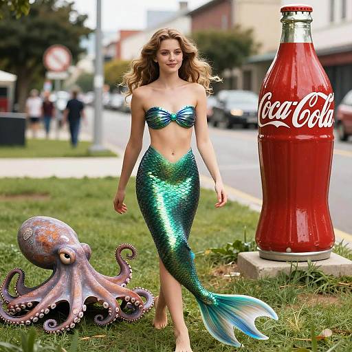 Impressionist Mermaid with Octopus Companion