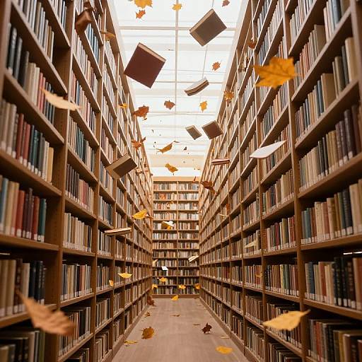 Endless Library with Floating Books