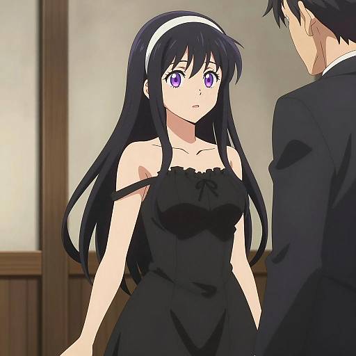 Anime Girl in Black Funeral Dress