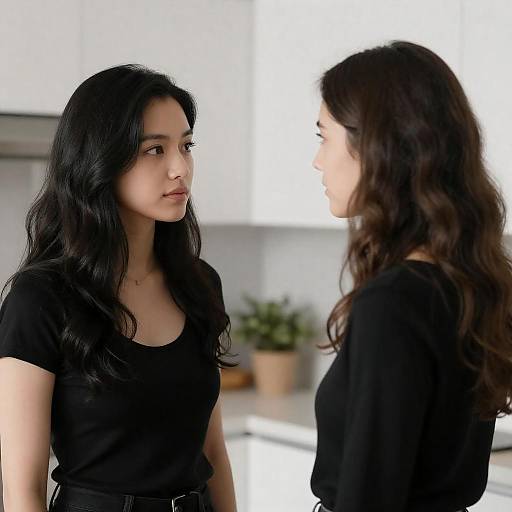 Two Women Facing Each Other in Kitchen