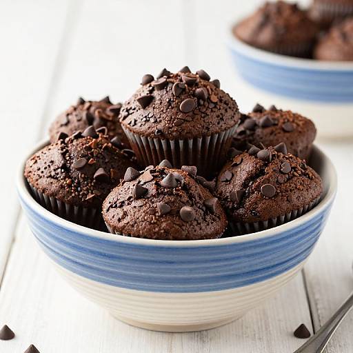 Blue and White Bowl with Muffins