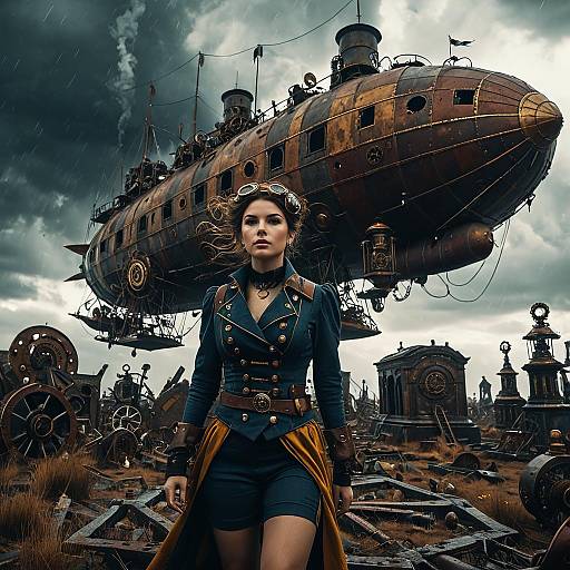 Steampunk Explorer in Airship Graveyard
