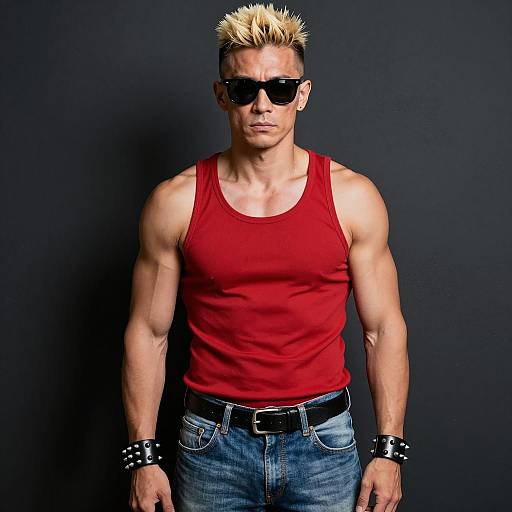 Muscular Man with Spiky Blond Hairstyle