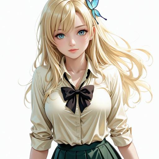 Blonde Schoolgirl in Green Skirt